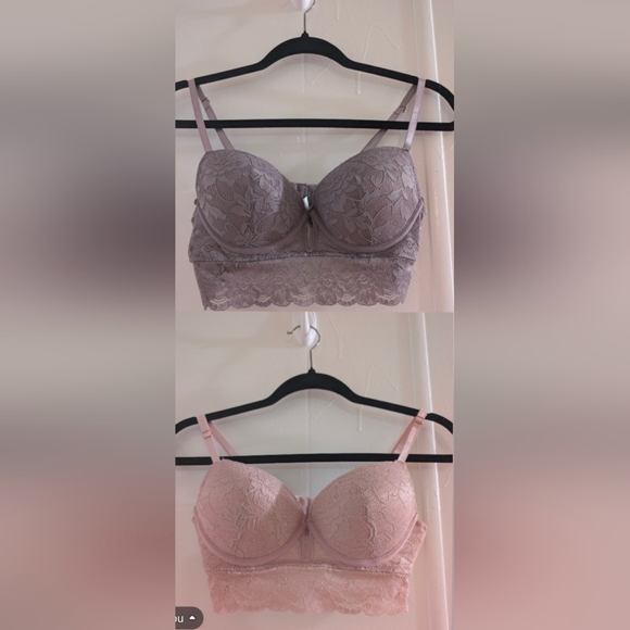 🛍️4 For $15🛍️Marilyn Monroe Gray Lace Balconette Bra        Set Of 2 - Picture 1 of 9